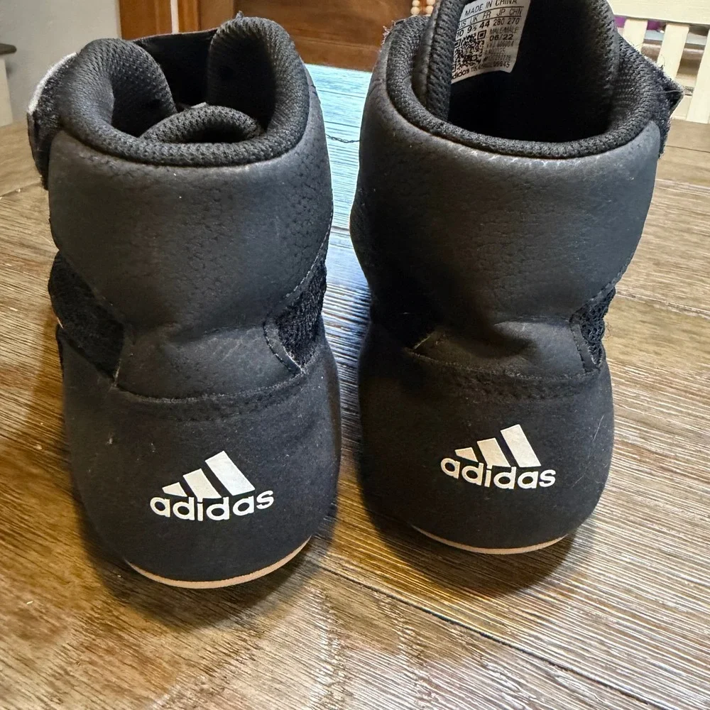 Adidas HVC Wrestling‎ Shoes Mens 10 Black White High Top AQ3325 Combat Training